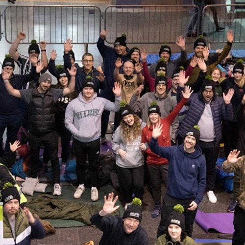 A group of people taking part in Railway Children's big sleep out