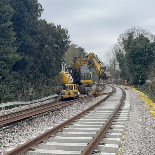 track being installed with a colmar