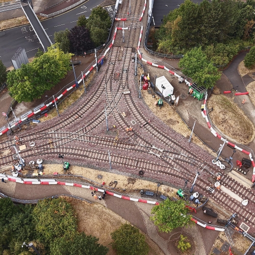 arieal shot of track renewals