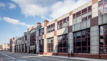 office block in London with blue sky