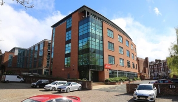 office block in York with blue sky