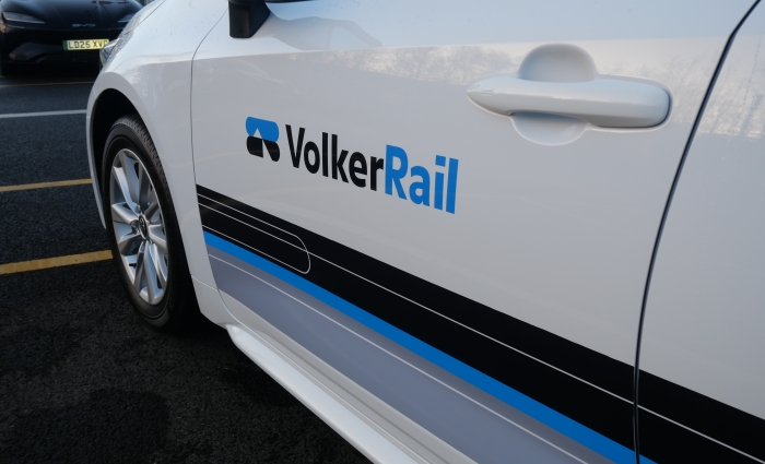 self charging car showing VolkerRail's logo