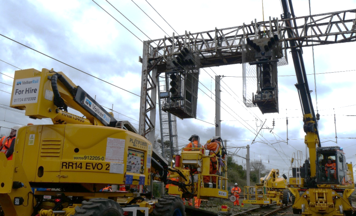 Old signal gantry at Carnforth