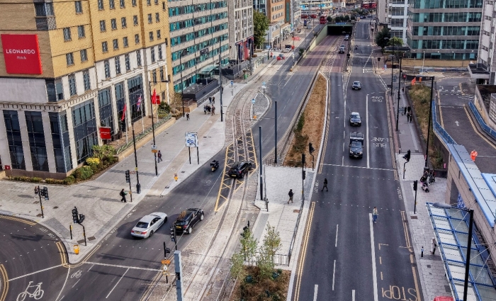 Arieal of Croydon Tram track renewals