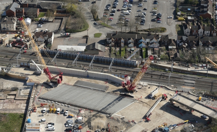 Aerial shot showing steel work in place for Bletchley flyover rebuild - Credit Network Rail Air Operations.jpg