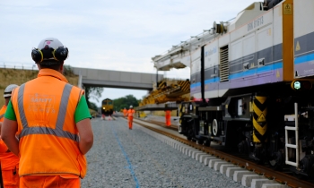 A rail crane on track