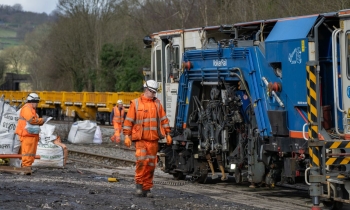 A Beaver tamper tamping track