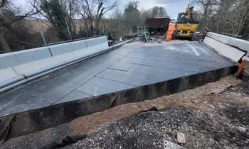 A bridge being installed