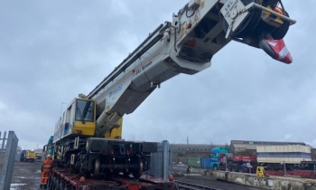 A Kirow crane loaded onto a lorry