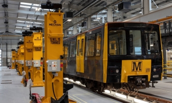 A Metro train at Gosforth depot