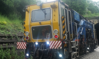 A Beaver tamper on a heritage railway