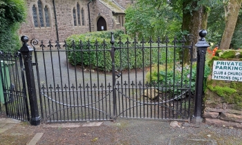 Iron gates outside a church yard