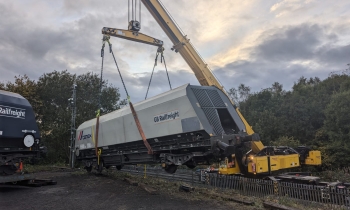 A Kirow 1200 lifting a derailed wagon