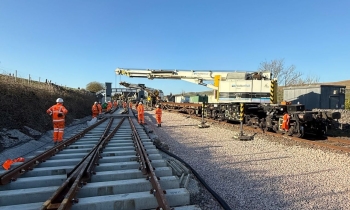 Kirow crane installing track at Horton Quarry