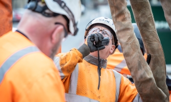 man talking on radio