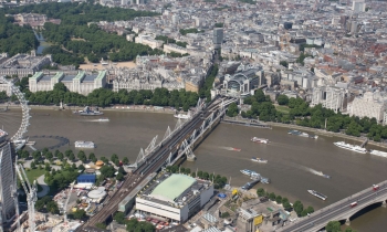 arieal of waterloo station and track