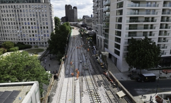 Arieal shot of track renewals at Charing Cross