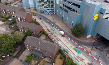 Arieal of Croydon Tram track renewals