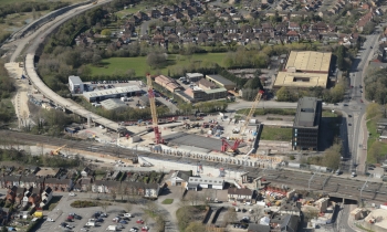 Wide shot showing flyover approach and new steel in position at Bletchley - Credit Network Rail Air Operations.jpg
