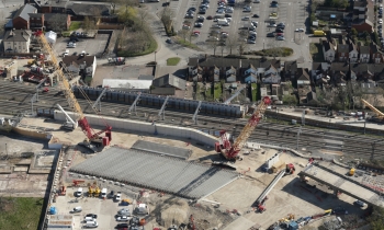 Aerial shot showing steel work in place for Bletchley flyover rebuild - Credit Network Rail Air Operations.jpg