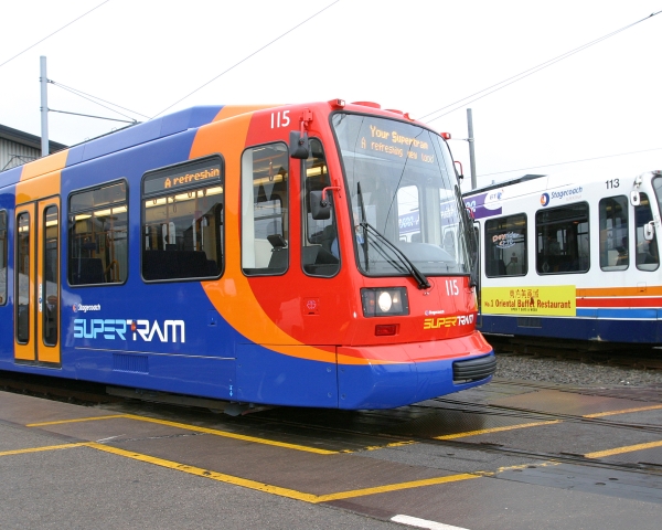 A tram in Sheffield