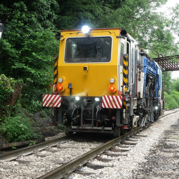 A Beaver tamper on a heritage railway