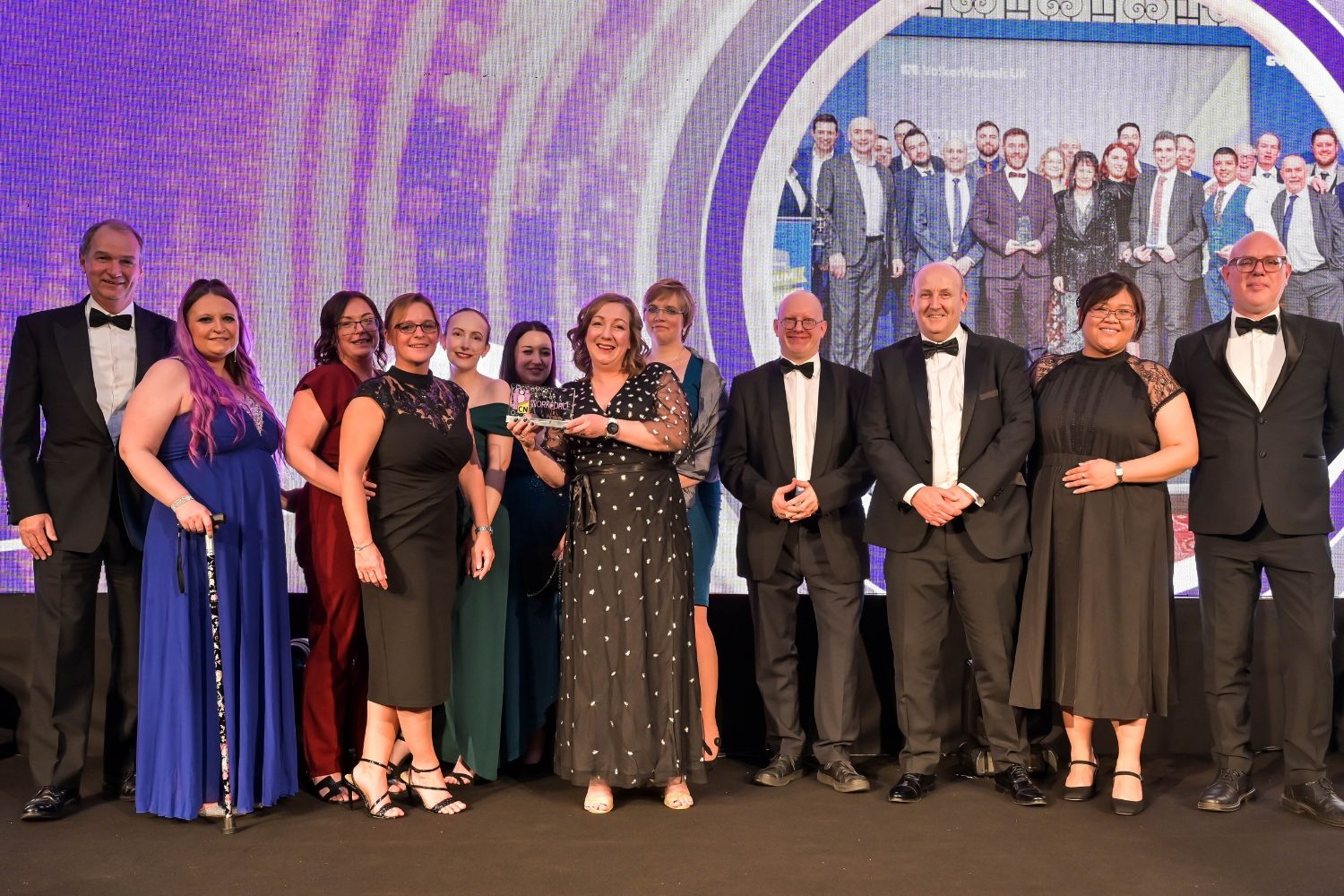 VolkerRail employees collecting an award at the Construction News workforce awards