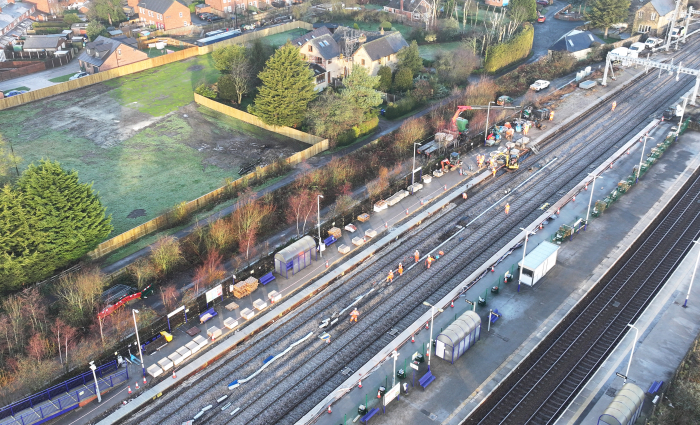 arieal image showing work at Church Fenton station
