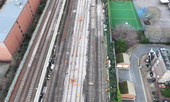 Aerial view of track renewals