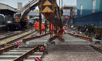 front visual of Kirow crane lifting track