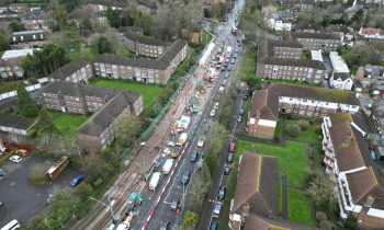 arieal image showing Croydon Tram