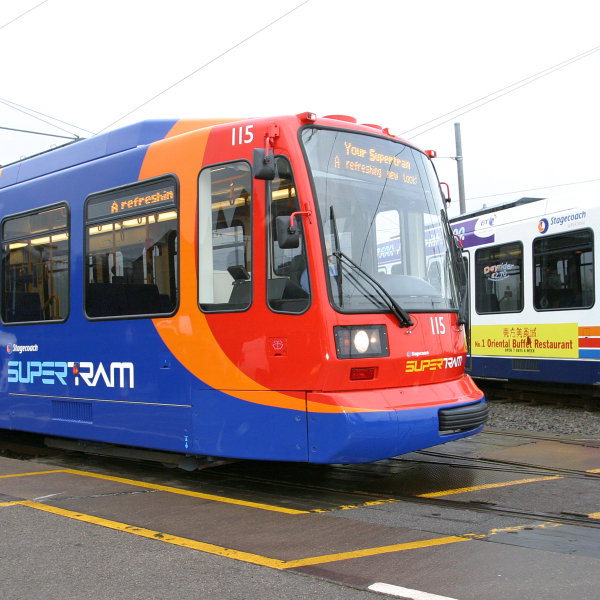 A tram in Sheffield