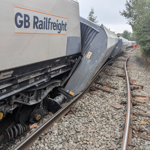 Derailed wagons
